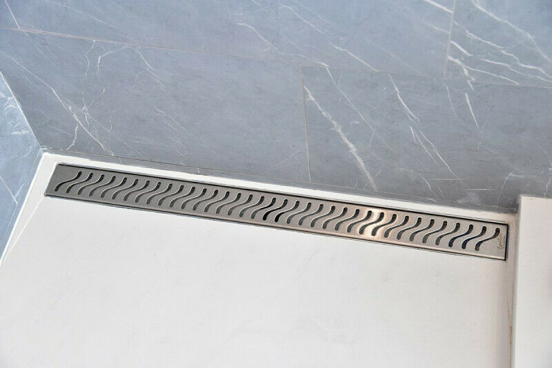 SereneDrains Stainless Steel Linear Shower Drain - Tile Insert - Satin Gold - 35 inch