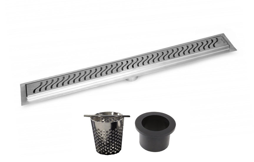 6 inch Polished Stainless Steel Square Shower Drain with Hair Trap Set (2 Designs)