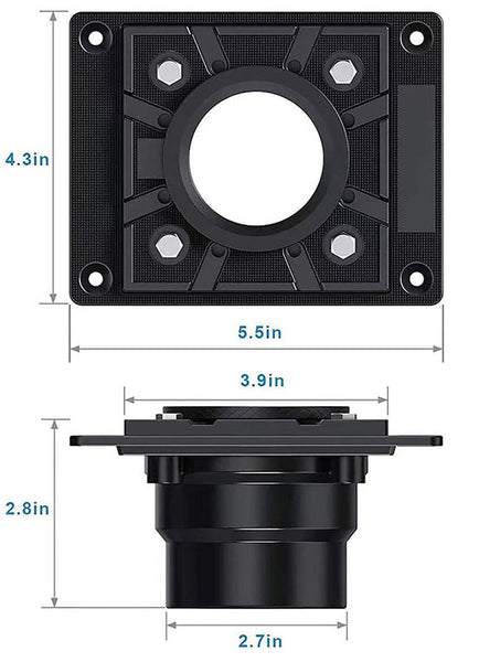 6 Inch Black Shower Drain for Bathrooms with Hair Trap and Drain Flange