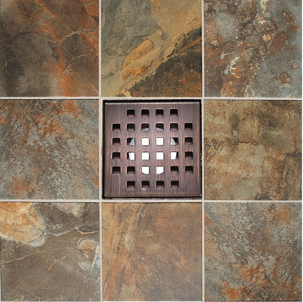 SereneDrains 4 Inch Square Shower Drain Cover Oil Rubbed Bronze