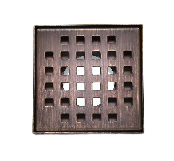 SereneDrains 4 Inch Square Shower Drain Cover Oil Rubbed Bronze