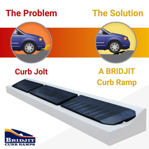 Bridjit Rubber Curb Ramps | 3-Piece Driveway Ramp for Low Cars