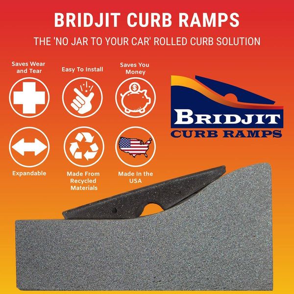 Bridjit Rubber Curb Ramps | 3-Piece Driveway Ramp for Low Cars