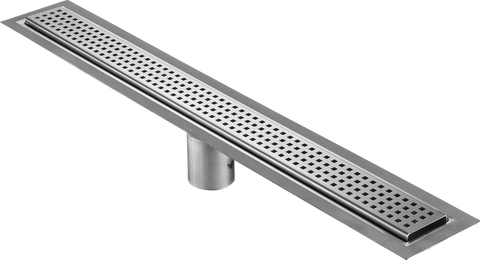 71 Inch Linear Drain Square Design Brushed Stainless Steel, Drains Unlimited