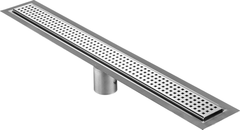 65 Inch Linear Drain Square Design Polished Stainless Steel, Drains Unlimited