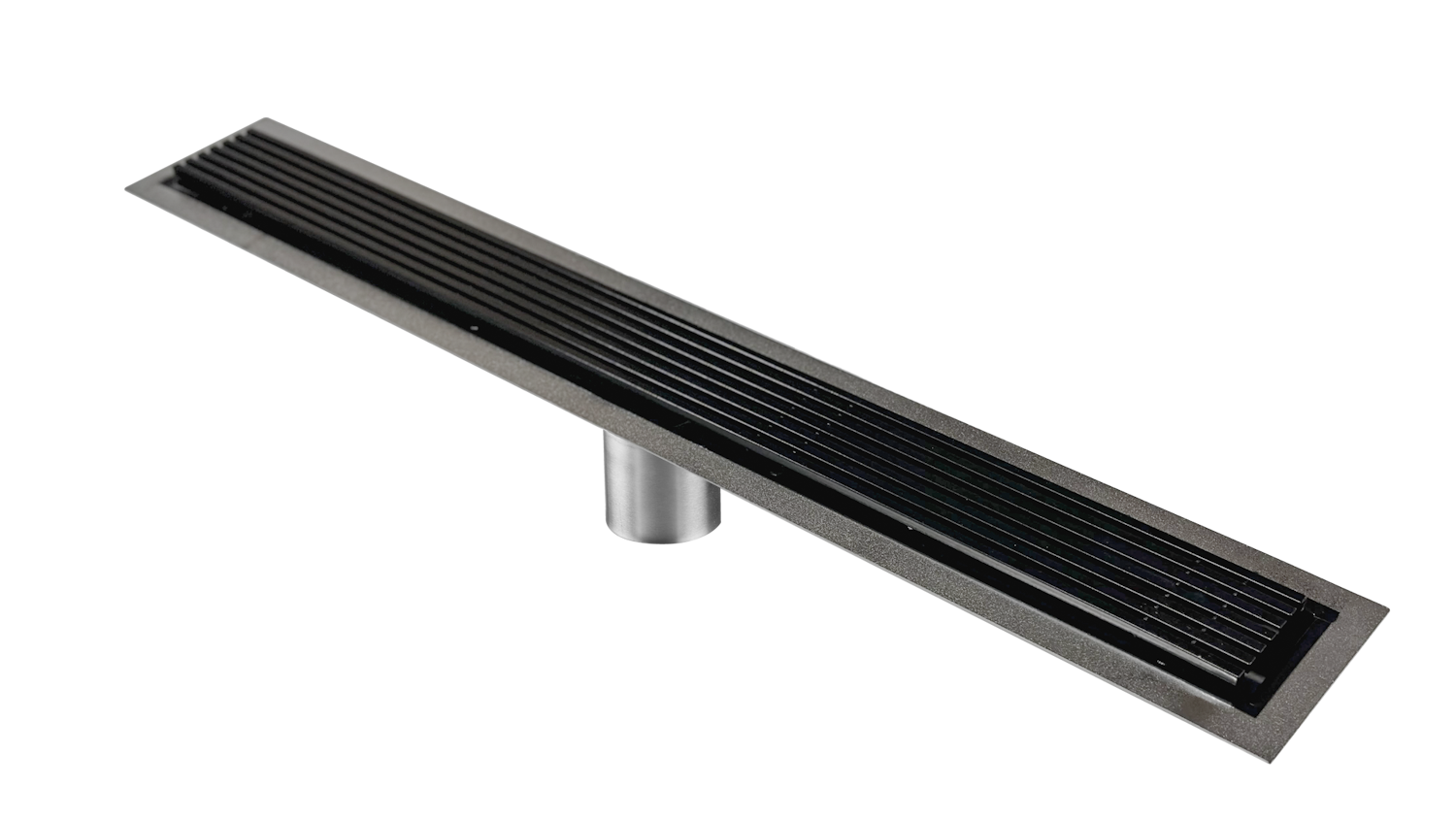 65 Inch Black Linear Shower Drain Wedge Wire Design, Drains Unlimited