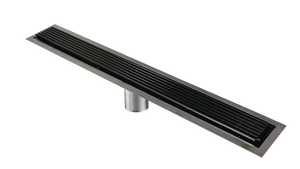 65 Inch Black Linear Shower Drain Wedge Wire Design, Drains Unlimited