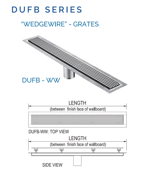 71 Inch Wedge Wire Grate Linear Drain Brushed Stainless Steel, Drains Unlimited