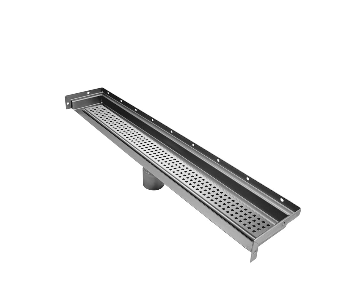 Drains Unlimited Wall-to-Wall Linear Shower Drain, Brushed Square Design