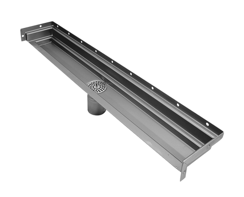 42 Inch Tile Insert Linear Drain, Wall Mount Three Side Return Flange, Drains Unlimited