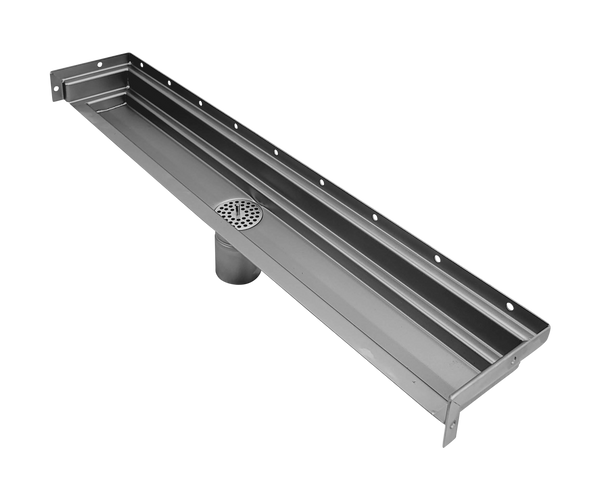 30 Inch Tile Insert Linear Drain, Wall Mount Three Side Return Flange, Drains Unlimited