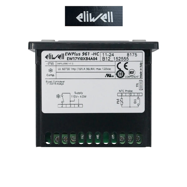 Refrigeration Controller, Eliwell EWPlus 961 1Hp NTC, 115Vac, W/P-HC