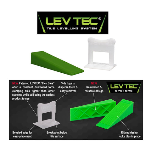 LevTec Tile Leveling Spacers Basic Kit: 250 Clips, 250 Wedges