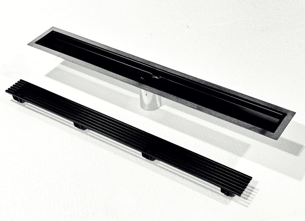 35 Inch Black Linear Shower Drain Wedge Wire Design, Drains Unlimited