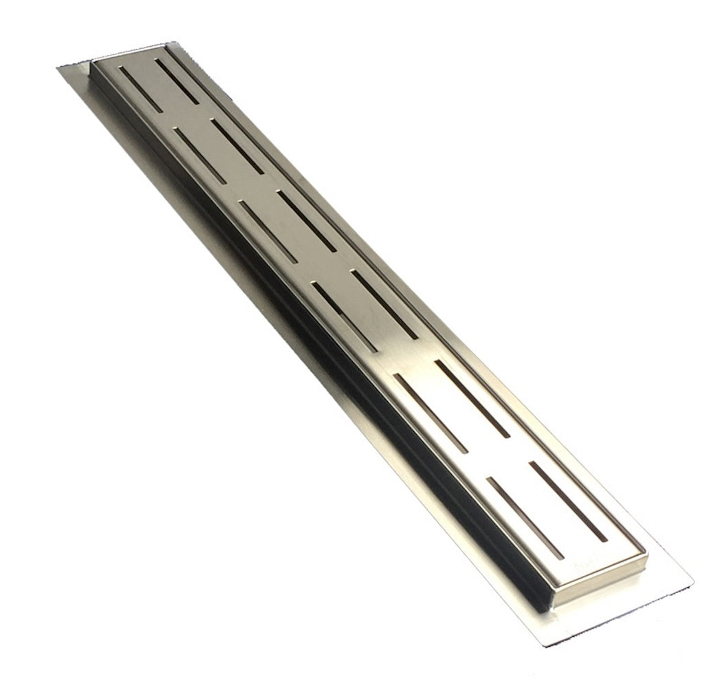 Long Shower Drain Brushed Nickel Parallel Design, SereneDrains