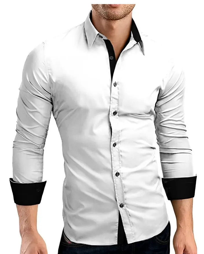 Men's Long Sleeve Slim Fit Dress Shirt – Perfect for Casual Wear and Social Parties