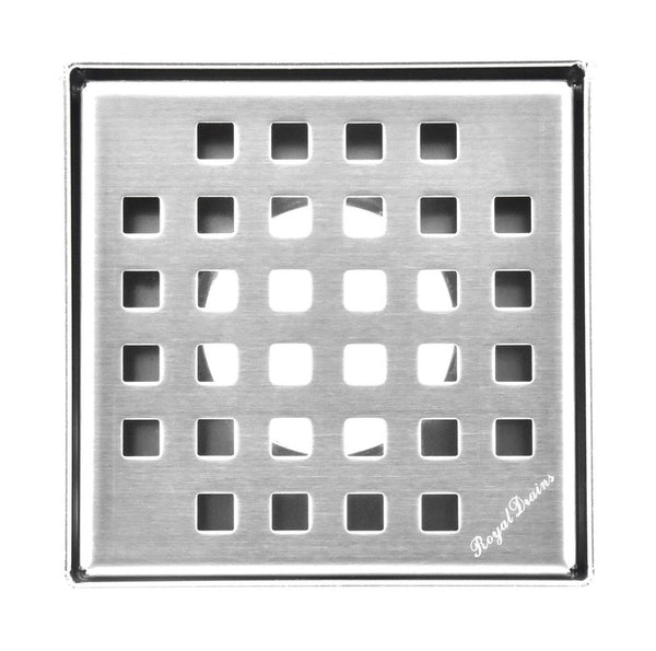 SereneDrains 4 Inch Square Shower Drain  Brushed Nickel