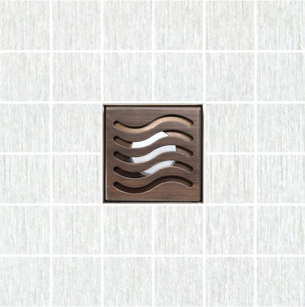 SereneDrains 4 Inch Square Shower Drain Cover Bronze