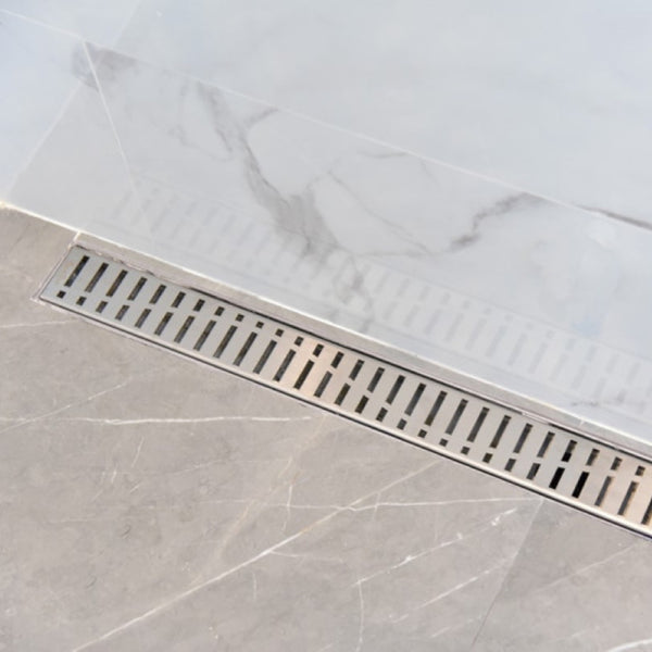 Shower Channel Drain Brushed Nickel Wind Design, SereneDrains