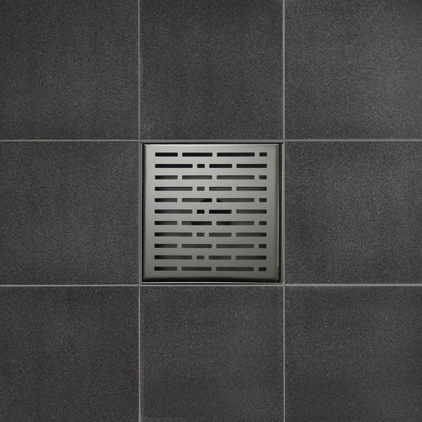 SereneDrains 6 Inch Matte Black Square Shower Drain Cover