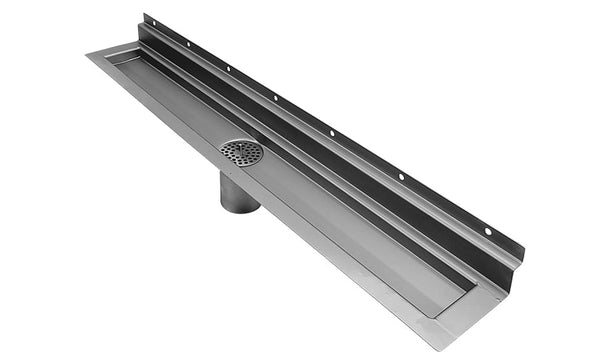60 Inch Tile Insert Linear Drain, Wall Mounted Backwall Flange Only, Drains Unlimited