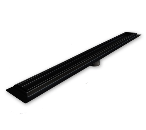 Matte Black Linear Shower Drain with Tile Insert | SereneDrains