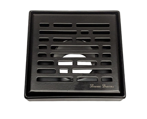 SereneDrains 4 Inch Black Square Shower Drain